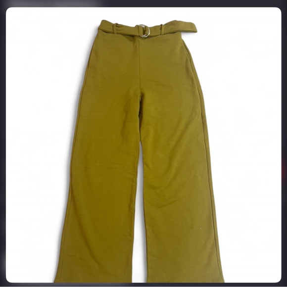 Zara Pants - Zara Mustard Wide Leg Belted Pants